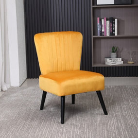 Neo Mustard Yellow Crushed Velvet Shell Accent Chair