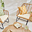 Neo Natural Garden Furniture Patio Wicker Bamboo Style Chair Table Outdoor Rattan Bistro Set 3 Piece