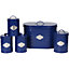 Neo Navy Blue Embossed 5 Piece Kitchen Canister Set