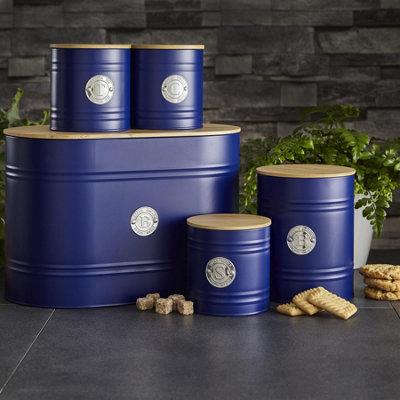 Neo Navy Blue Scandi 5 Piece Kitchen Canister Set