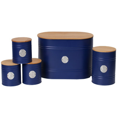 Neo Navy Blue Scandi 5 Piece Kitchen Canister Set