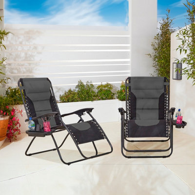 Neo Pair of Outdoor Zero Gravity XL Sun Loungers - Grey