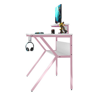 Neo Pink Ergonomic 2 Tier Gaming Desk