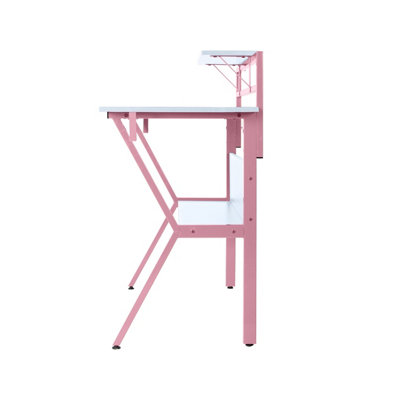 Neo Pink Ergonomic 2 Tier Gaming Desk