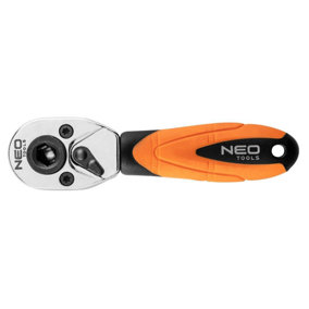Neo ratchet handle socket and bit holder 1/4" drive, reversible 72 ratchet (Neo 08-501)