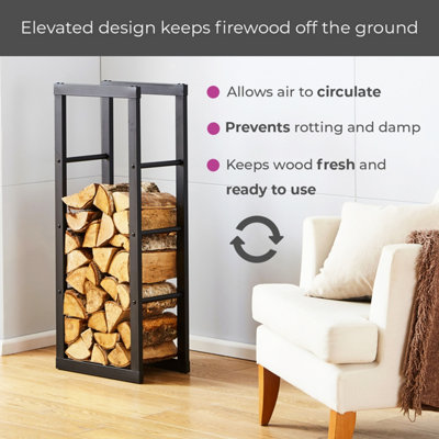 Neo Small Black Firewood Log Rack Storage Holder DIY at B Q