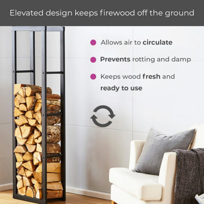 Neo Tall Black Firewood Log Rack