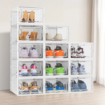 Neo White 12 pcs Transparent Large Shoe Storage Boxes