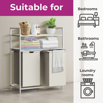 Neo White Laundry Basket Hamper With 2 Shelves Neo White Laundry Basket Hamper With 2 Shelves Neo White Laundry Basket Hamper Wit