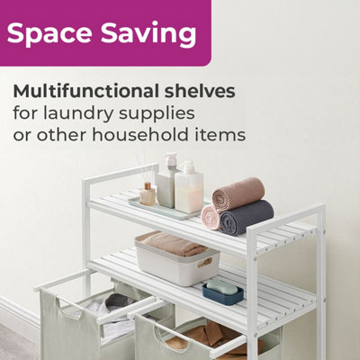 Neo White Laundry Basket Hamper With 2 Shelves Neo White Laundry Basket Hamper With 2 Shelves Neo White Laundry Basket Hamper Wit - 3