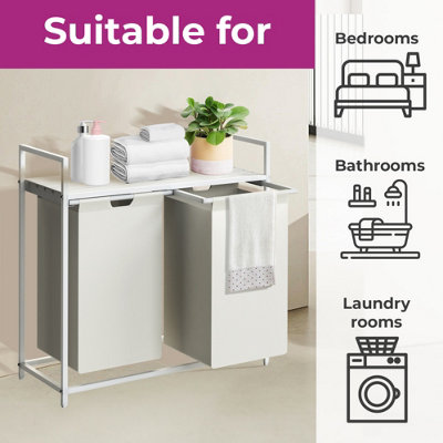 Neo White Laundry Basket Hamper With Shelf