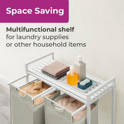 Neo White Laundry Basket Hamper With Shelf - 3