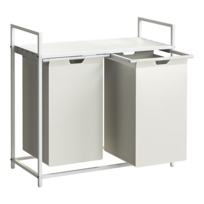 Neo White Laundry Basket Hamper With Shelf - 6