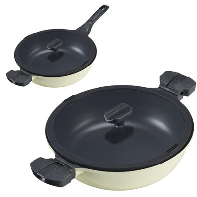 Non-stick aluminum frying pan for induction with removable handle, Fast  Click line, diam. 28cm