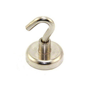 Neodymium Clamping Magnet with M6 Hook for Hanging, Holding or Displaying Items - 32mm dia - 36.4kg Pull