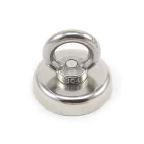Neodymium Clamping Magnet with M8 Eyebolt - 1-7/8 in. dia - 198lbs Pull - Licensed Material