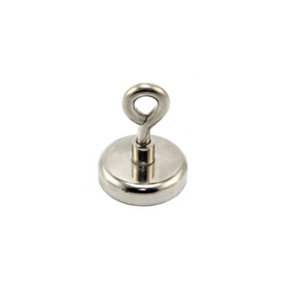 Neodymium Clamping Magnet with M8 Eyebolt for Hanging, Holding or Displaying Items - 48mm dia - 95kg Pull
