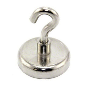 Neodymium Clamping Magnet with M8 Hook for Hanging, Holding or Displaying Items - 48mm dia - 95kg Pull