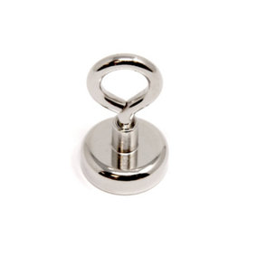 Neodymium Machine Lathed Clamping Magnet with M5 Eyebolt for Holding, Hanging & Displaying Items - 25mm - 24.9kg Pull