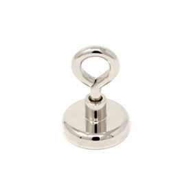 Neodymium Machine Lathed Clamping Magnet with M6 Eyebolt for Holding, Hanging & Displaying Items - 32mm - 37.2kg Pull