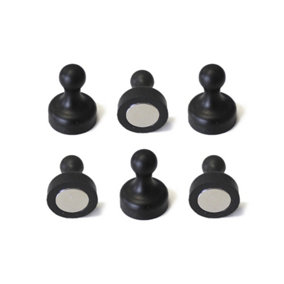 Neodymium magnets 6 pack - Push pin black