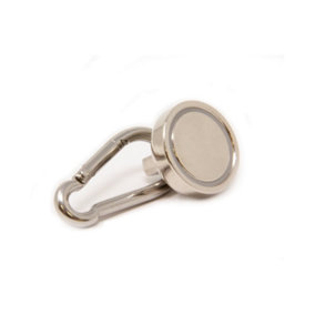 Neodymium Pot Magnet with Carabiner for Holding Signage, Tools and Ropes - 25mm dia