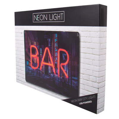Neon Effect Bar Light with Cityscape Background - 4
