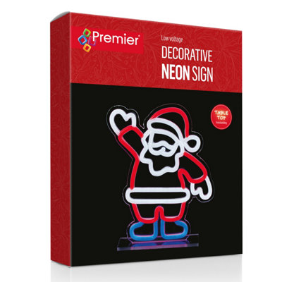 Neon LED Christmas Santa Light Sign Table Top Decoration Small Xmas ...