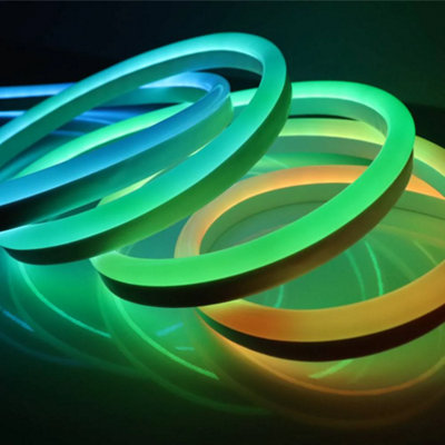 Neon LED Strip 5M Cable with Power Adapter with Remote control, RGB ...