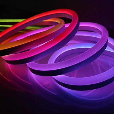 Neon LED Strip 5M Cable with Power Adapter with Remote control, RGB ...