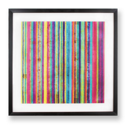 Neon Stripe Black Framed Print Wall Art
