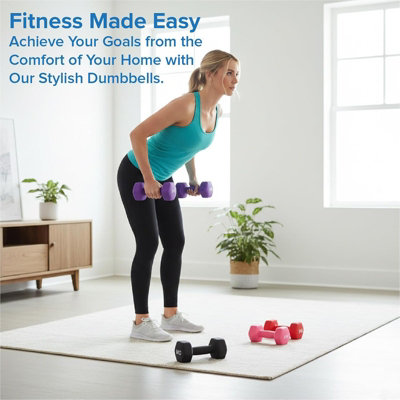Neoprene Hex Dumbbell Set 3 Pairs 3kg to 5kg for Home Gym Training