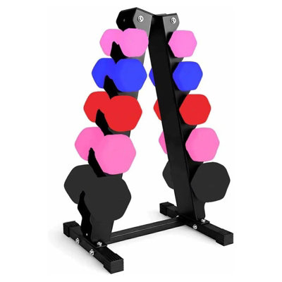Neoprene Hex Dumbbell Set 5 Pairs 6kg to 10kg with Rack for Home Gym ...