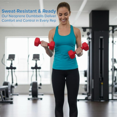 Neoprene Hex Dumbbell Set 5 Pairs 6kg to 10kg with Rack for Home Gym ...