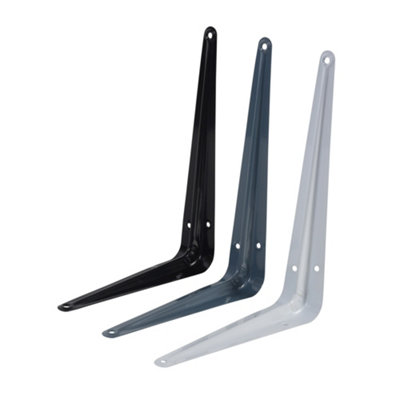 Neptune BLACK Metal Steel Shelf Wall Brackets 300mm x 350mm - 4 pack