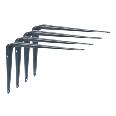 Neptune GREY Metal Steel Shelf Wall Brackets 200mm x 250mm - 4 pack