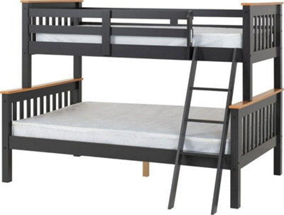 Neptune Triple Sleeper Bunk Bed Frame Grey and Oak 2 Man Del | DIY at B&Q