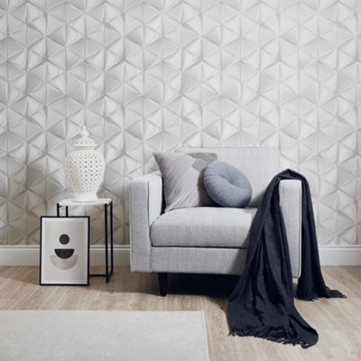 Nera Geo Hex Wallpaper In Grey