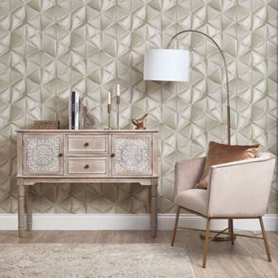 Nera Geo Hex Wallpaper In Taupe