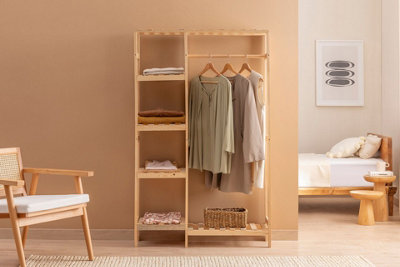 Wooden open deals wardrobe