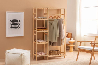 Wooden deals open wardrobe