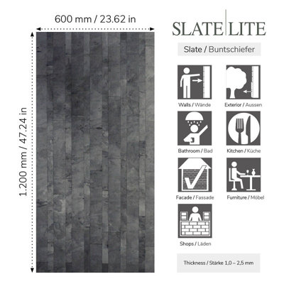 Nero Slate Veneer Multi Brick 120 x 60cm Thin & Light Weight Sheet