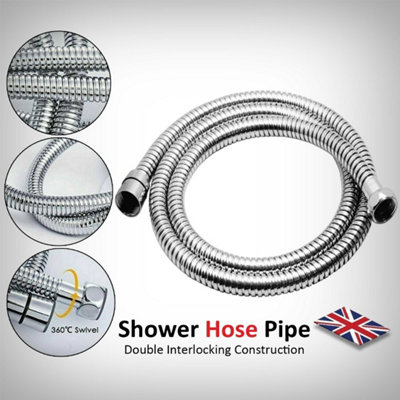 Nes Home 1.5m Flexible Double Lock Shower Hose Chrome