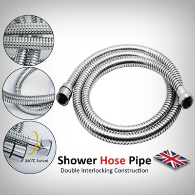Nes Home 1.5m Flexible Double Lock Stainless Steel Shower Hose Chrome