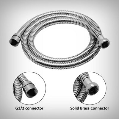 Nes Home 1.5m Flexible Double Lock Stainless Steel Shower Hose Chrome - 3