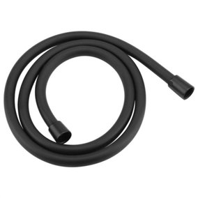 Nes Home 1.5m Smooth Matt Black PVC Flexible Shower Hose Replacement with Brass Connectors