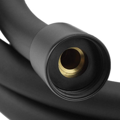 Nes Home 1.5m Smooth Matt Black PVC Flexible Shower Hose Replacement with Brass Connectors - 3
