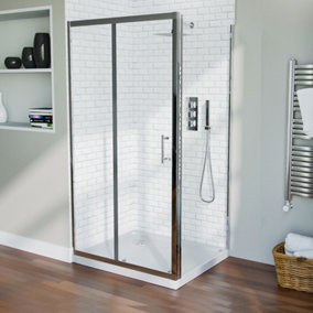 Nes Home 1000 mm Slider Shower Door Enclosure with 700 Framless Glass Panel Screen + Tray