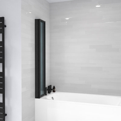 Nes Home 1000 x 1400 mm 4 Fold Door Bath Shower Screen Black Frame - 7