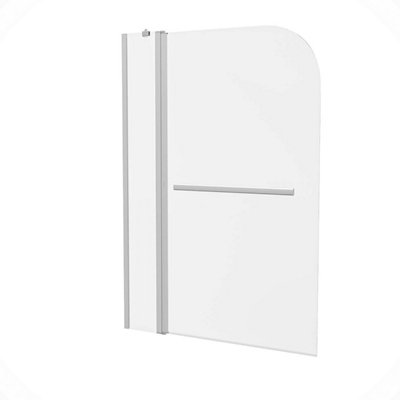 Nes Home 1000mm Curved Glass Bath Screen Swing Door & Towel Bar Chrome  Athens - 6